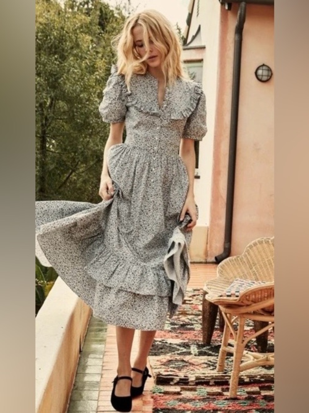 DÔEN Jolie Midi Dress in Navy Champignon Floral - Small